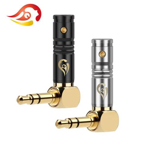 QYFANG-conector de Audio de 3,5mm, adaptador de empalme estéreo de 3 polos, Conector de cable actualizado de 90 grados para auriculares HiFi DIY ► Foto 1/6