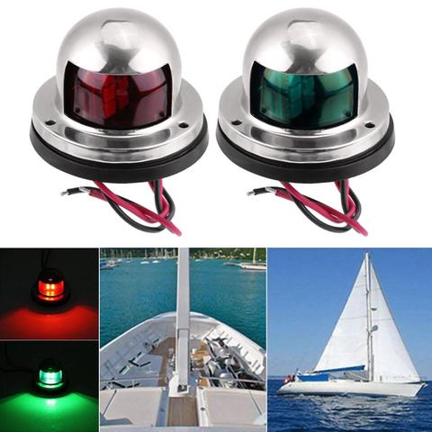 Luces LED de navegación de arco verde rojo de acero inoxidable para barco, luz indicadora marina, 1 par, 12V ► Foto 1/6