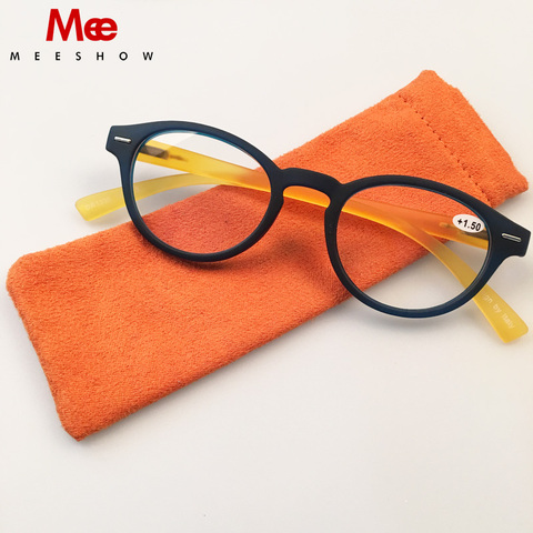 Meeshow-gafas de lectura de tacto suave para mujer, anteojos de lectura con funda, redondas, juvenil, clásicas, flexibles, 1,25, 1330 ► Foto 1/6