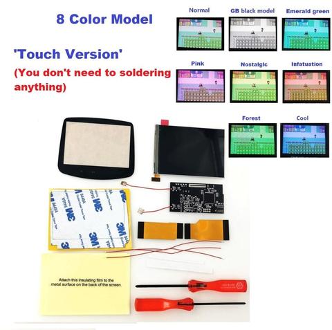 Pantalla LCD retroiluminada para consola GBA Game Boy Advance, versión táctil de 8 colores, brillo V2 iPS, carcasa precortada ► Foto 1/6