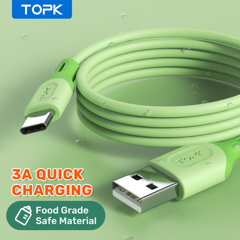 TOPK-Cable Micro USB tipo C para móvil, Cable de datos de silicona líquida de carga rápida para XiaoMi redmi note 9 3A, Samsung y Huawei ► Foto 1/6