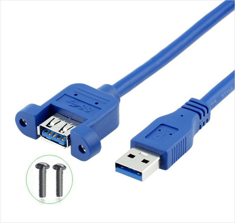 Cable USB extensor de extensión 3,0, cable macho a hembra, Panel blindado Dual con tornillos de montaje, 0,3 M, 0,6 M, 1M, 1,5 M, 3M, 5M ► Foto 1/6