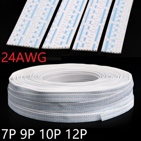 Cable de extensión UL2468, 24AWG, 7P, 9P, 10P, 12P, cinta plana, Cable de conexión de cobre aislado de PVC, línea de tira de electrones, azul y blanco ► Foto 1/6