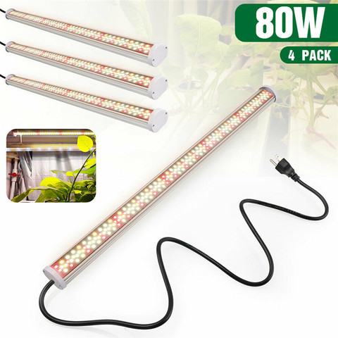 Luz Led de espectro completo para cultivo lámpara LED Fito de 80W, barra LED hidropónica para crecimiento de plantas, luces blancas y rojas cálidas con enchufe, 4 Uds. ► Foto 1/6