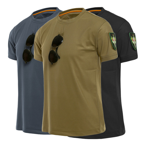 Deporte al aire libre hombres táctico camisetas militar senderismo camiseta especial brazos sueltos de algodón de secado rápido manga corta sólido transpirable ► Foto 1/6