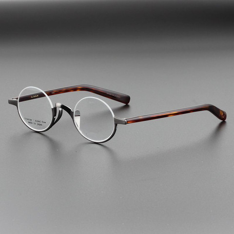 Montura de gafas de titanio puro para hombre y mujer, gafas ópticas redondas Retro, de alta calidad, ligeras, nuevas ► Foto 1/1