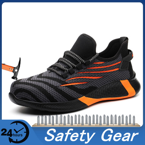 zapatos de seguridad hombre Botas de trabajo de seguridad con punta de acero para hombre, calzado ligero y transpirable, para construcción, PM054 ► Foto 1/6