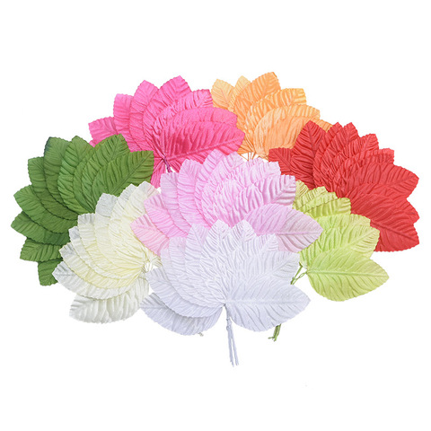 Hojas de rosa de seda sintética de colores, follaje falso para decoración del hogar, boda, accesorios de guirnalda de Navidad, flores artificiales, 100 Uds. ► Foto 1/6