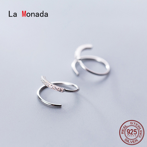 La Monada-pendientes de aro minimalistas para mujer, plata 925, joyería aros para mujer, aretes de aro de Plata de Ley 925 ► Foto 1/4