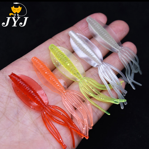 JYJ 20 piezas 6cm calamar suave larva cebos blandos para Pesca Wobblers de gusano de la cabeza de la plantilla para Pesca Artificial cebos Isca Pesca ► Foto 1/6