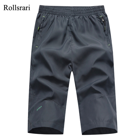 Pantalones cortos de verano para hombre, Bermudas transpirables, longitud hasta la rodilla, de secado rápido, informales, de talla grande, 638 ► Foto 1/6