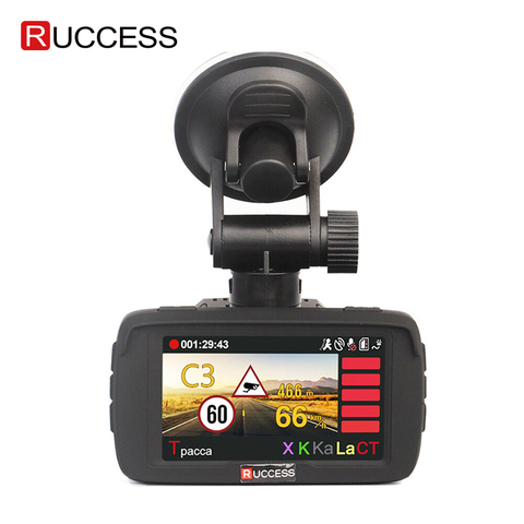 RUCCESS-grabador de vídeo DVR 3 en 1 para coche, dispositivo grabador de vídeo DVR de 2,7 pulgadas, con GPS, Full HD, cámara de velocidad de 1080p, para grabación de coche ► Foto 1/6