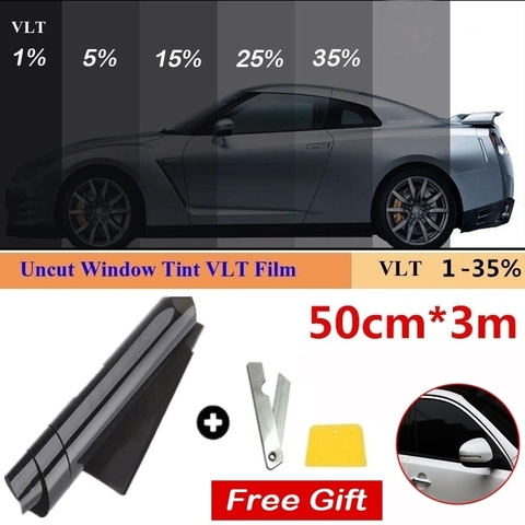 Película opaca para ventana de coche, 1 rollo de 50cm X 3m, 1/5/15/25/35% VLT, pegatina de cristal, parasol, Protector UV, adhesivos de lámina ► Foto 1/6