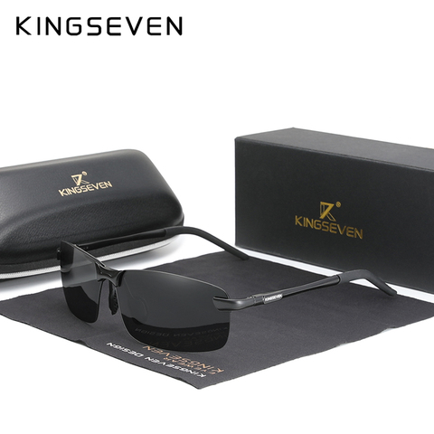 KINGSEVEN nueva actualización de los hombres de la moda de aluminio de gafas de sol polarizadas sin montura, diseño Simple, gafas de sol de conducción de los hombres de la marca de UV400 ► Foto 1/6