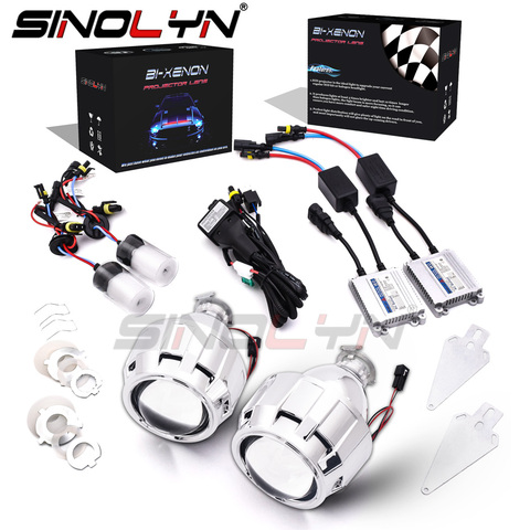 SINOLYN 2,5 pulgadas HID Bi xenón proyector lente LHD/RHD lleno Retrofit Car Styling Kit lentes H4 H7 4300 K 6000 K 8000 K ► Foto 1/6