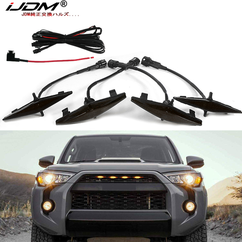 IJDM 4 conjunto de pc ahumado lente ámbar blanco rejilla delantera Kit de iluminación para 2014-2022 Toyota 4Runner TRD Pro rejilla incluye 12V 12V ► Foto 1/6