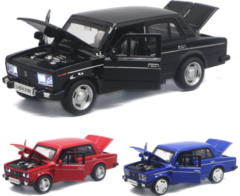 15CM Rusia LADA 2106 Diecast modelo de coche de Metal con puerta de fácil apertura atrás función de luz y música niños regalo Juguetes ► Foto 1/6