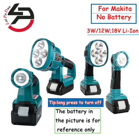 3W/12W 18V para Makita BL1430 BL1830 (sin batería, sin cargador) Lámpara LED luz de trabajo linterna de litio batería USB iluminación exterior ► Foto 1/6