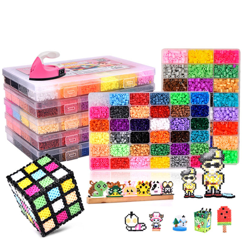 Juego de caja de 24/72 colores hama beads toy 2,6/5mm perler, rompecabezas 3D educativos para niños, diy, fusible de juguetes tablero con cuentas, hojas de papel de planchado ► Foto 1/6