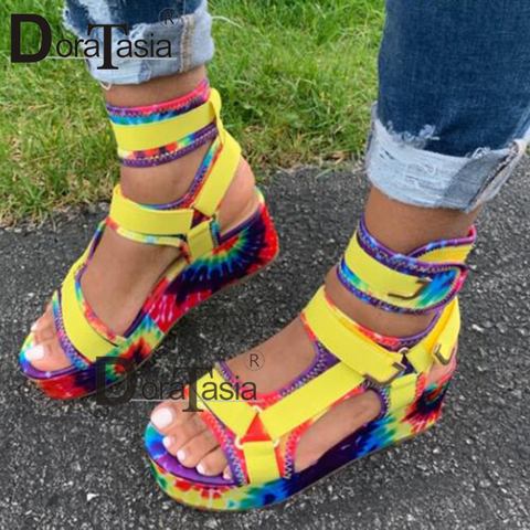 DORATASIA-Sandalias de gladiador con plataforma para mujer, cuñas coloridas, zapatos de fiesta al por mayor para verano, novedad de 2022 ► Foto 1/6