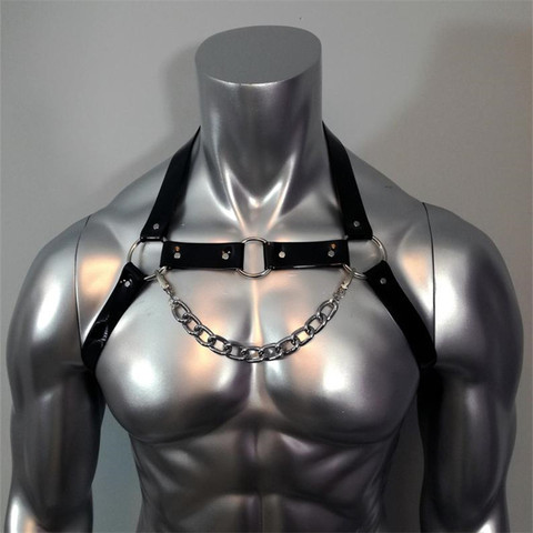 Arnés de cuero para el pecho para hombre, fetiche, arnés de Bondage para el cuerpo, ajustable, BDSM, Gay, Rave, ropa para sexo ► Foto 1/3