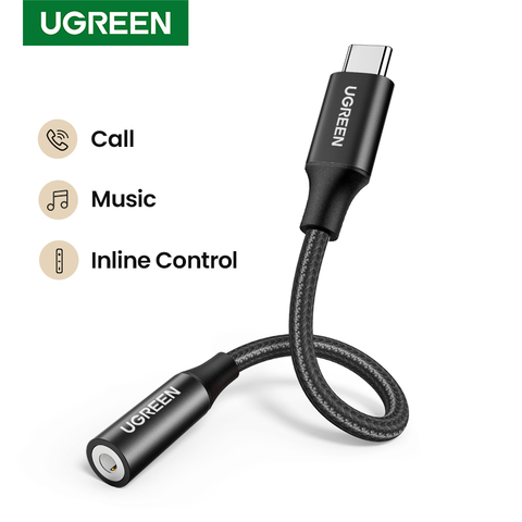 Ugreen tipo c a 3,5mm para auriculares jack 3,5 AUX USB-C adaptador de Cable de Audio USB-C para Huawei V30 P30 pro Xiaomi Mi 10 Oneplus T 7 pro ► Foto 1/6