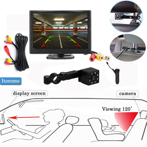 Autow-espejo retrovisor para coche de bebé, cargador de Monitor para chico, 5 pulgadas, TFT, LCD, pantalla Digital HD, cámara de visión trasera inversa, DVD, VCD ► Foto 1/6