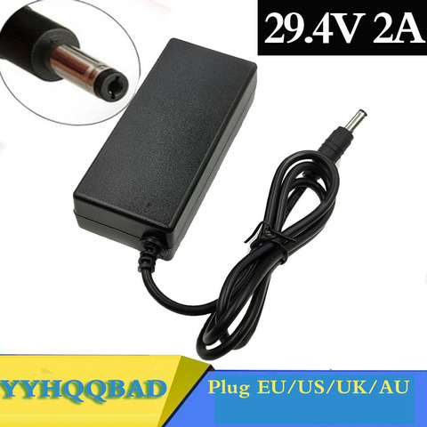 YYHQQBAD 29,4 V 2A cargador 24V 25,2 V 25,9 V 29,4 V 7S batería de litio de 29,4 V cargador de e-bike cargador DC 5,5*2,1 MM US/EU/AU/UK ► Foto 1/6