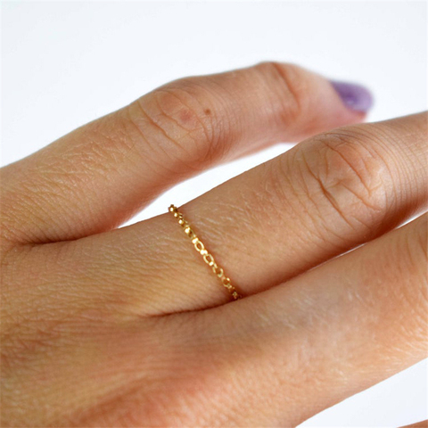 Anillos para nudillos de cadena rellenos de oro de 14K, joyería de oro minimalista, anillo bohemio para Mujer ► Foto 1/6