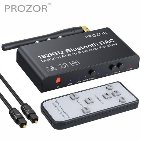 Convertidor de Bluetooth DAC de 192kHz, convertidor de Digital a analógico con Control remoto Coaxial Toslink a estéreo analógico L/R RCA 3,5mm ► Foto 1/6