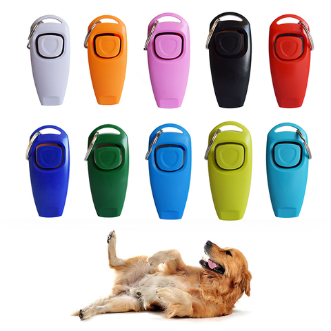 1PC perro entrenamiento silbato Clicker de plástico para mascotas perro entrenador de asistencia guía con Llave de Anillo perro juguetes interactivos para gato, suministros para mascotas ► Foto 1/6