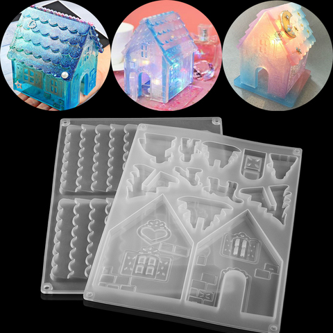 Juego de Moldes de resina epoxi transparentes para casa de Navidad, molde de fundición de resina epoxi, de silicona, para producción de joyas artesanales, 1 Set ► Foto 1/6