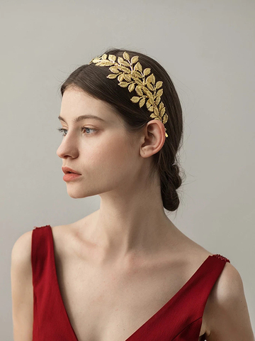 Enredadera para el cabello de la diosa griega, Tiara nupcial, corona de olivo, diadema de rama de hoja dorada, accesorios de joyería de boda romana. ► Foto 1/6