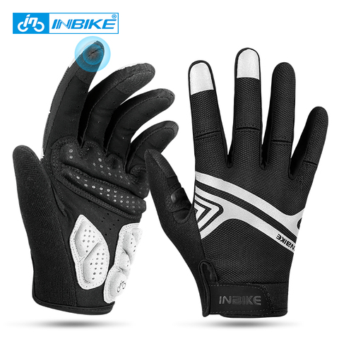 INBIKE-guantes de Ciclismo de dedos completos, de bicicletas de montaña para el invierno y para pantalla táctil, reflectores, resistentes a impactos para hombre ► Foto 1/6