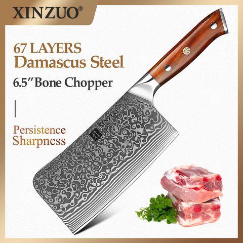 XINZUO-cuchillo de cocina de estilo asiático, 6,5 pulgadas, de acero damasco, picador de carne, Nakiri, carnicero, carne, herramientas de carne ► Foto 1/6