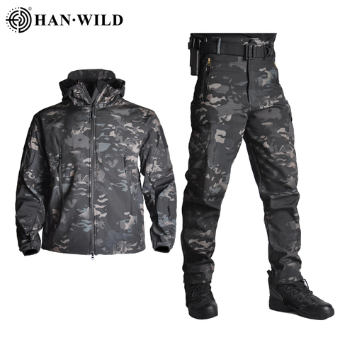 Chaqueta táctica para hombre, traje de camuflaje de piel de tiburón, militar, impermeable, ejército, ropa de caza, abrigo + Pantalones ► Foto 1/6