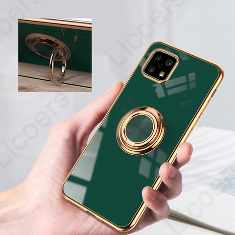 Funda para Sharp Aquos Sense 4 6D, soporte magnético para anillo de dedo, carcasa a prueba de golpes, protección de lente, funda trasera de silicona suave ► Foto 1/6