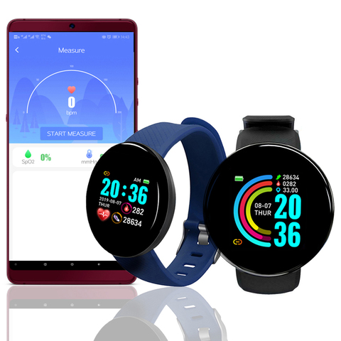 Reloj inteligente D18 para hombre y mujer, pulsera con Bluetooth, presión arterial, rastreador deportivo, podómetro, para Android IOS ► Foto 1/6