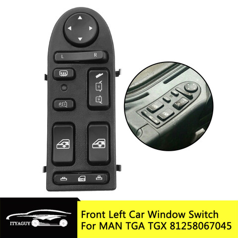 Interruptor de Control de elevador de ventana de coche, interruptor de potencia de conducción delantera izquierda para MAN TGA TGX 81258067045 81258067098-901-002 104, SW0017, 901104002 ► Foto 1/6