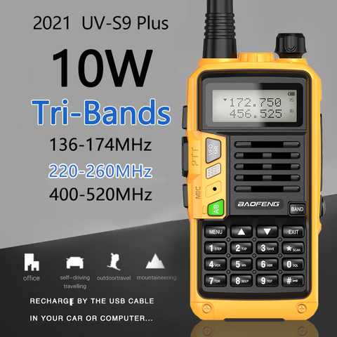 BaoFeng-walkie-talkie UV-S9 PLUS de tres bandas, potente Radio de mano de dos vías, 10W, 136-174Mhz/220-260Mhz/400-520Mhz ► Foto 1/6