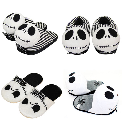 28cm 4 estilos la pesadilla antes de Navidad Jack Skellington Zapatillas de felpa hombres mujeres Unisex de invierno zapatos de interior tamaño adulto ► Foto 1/6