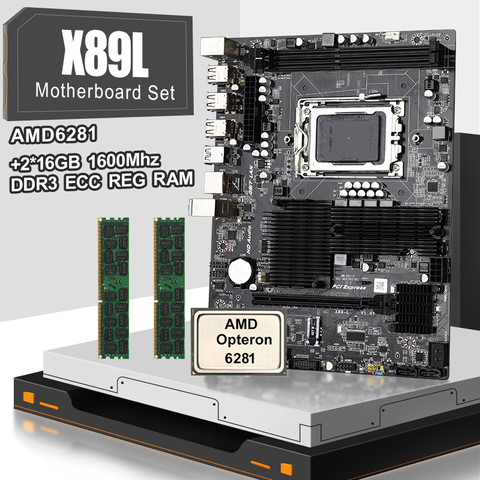 JINGSHA-placa base de toma de corriente AMD X89 G34, conjunto con 2*16gb = 32 DDR3 1600mhz y AMD Opteron 6281 ► Foto 1/6