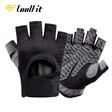 CoolFit-guantes de gimnasio profesionales para mujeres y hombres, levantamiento de pesas de potencia, Crossfit, entrenamiento, culturismo, medio Protector de mano y dedos ► Foto 1/6