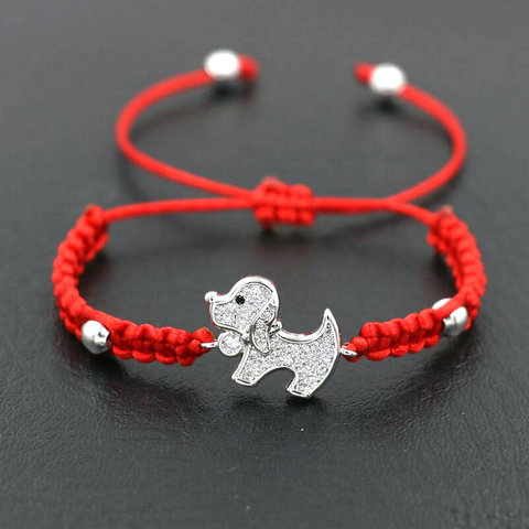 Pulsera de perro con incrustaciones de circonia para niño y niña, brazalete de cuerda de hilo rojo, joyería de regalo para mujer ► Foto 1/6