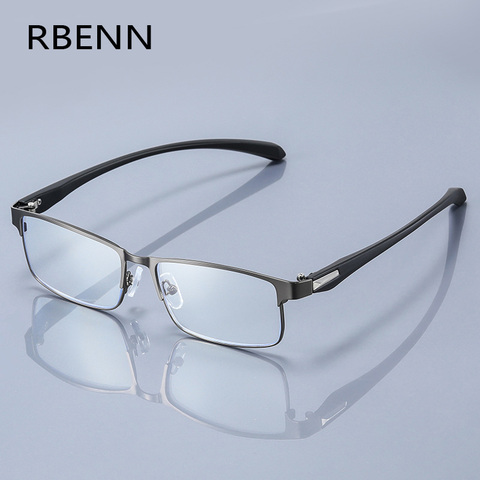 RBENN-gafas de lectura de acero inoxidable para hombre, anteojos de negocios con marco completo, para presbicia + 1,0 1,5 2,0 3,0 3,5 4,0 ► Foto 1/6