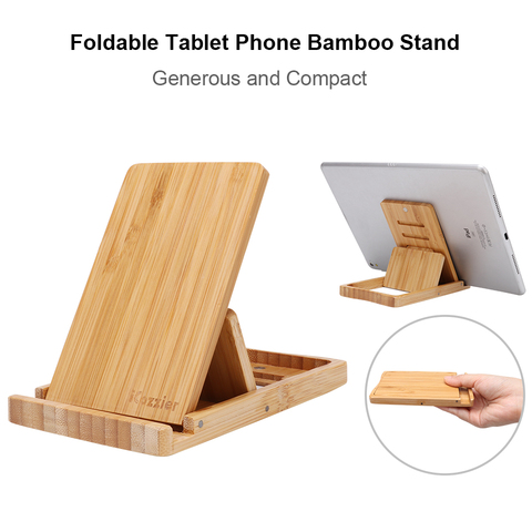 ICozzier-Mini soporte de bambú para tableta, ajustable, portátil, plegable, multiángulo, para teléfono móvil ► Foto 1/6