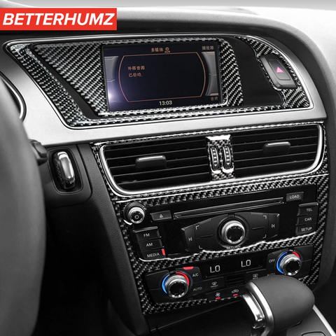 BetterHumz-molduras de Panel de CD de fibra de carbono, cubierta embellecedora de salida de aire para salpicadero de coche, para Audi A4, A5, S5 ► Foto 1/6