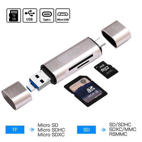Micro USB tipo C MicroSD SD TF OTG lector de tarjeta de memoria para Samsung galaxy S6 S7 S8 S9 Plus huawei P20 Pro LG G5 G6 PC portátil ► Foto 1/6