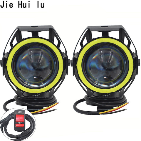 Faros LED Angel Eyes para motocicleta, focos auxiliares DRL brillantes, accesorios de lámpara para bicicleta, Luz antiniebla de trabajo para coche, 2x125W U7 ► Foto 1/5