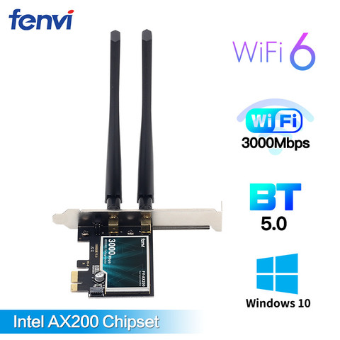 Doble banda 2974Mbps Wifi6 Intel AX200 inalámbrico PCIe Wifi 6 adaptador 2,4G/5Ghz 802 11ac/ax Bluetooth 5,0 AX200NGW tarjeta de PC de escritorio ► Foto 1/6